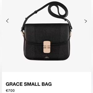A.P.C. Small Grace Black Lizard Embossed Bag